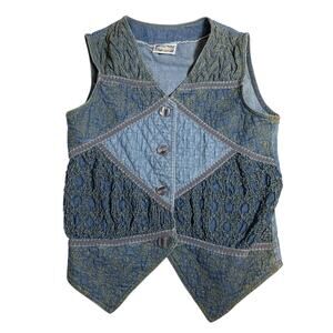 Monique Fashion Denim Patchwork Vest Women’s Size 6